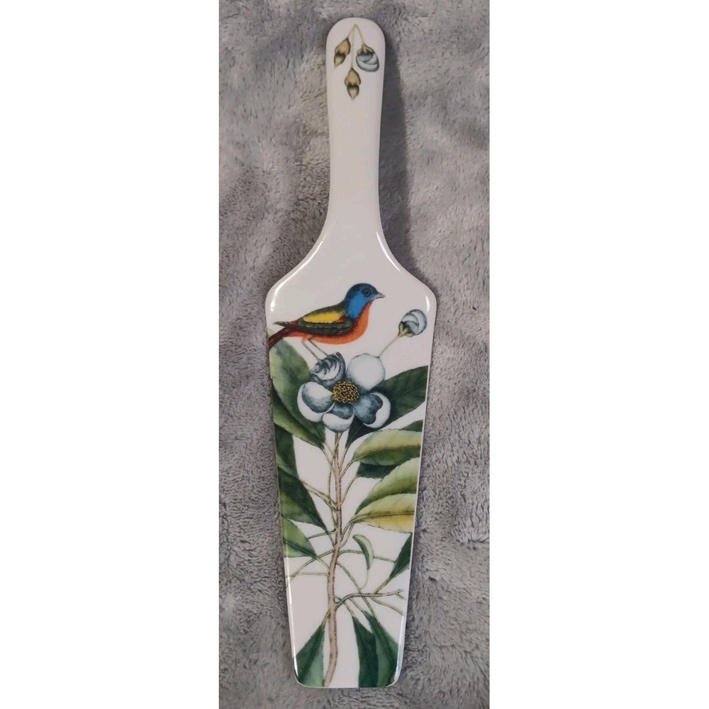 Vintage Andrea by Sadek 10"Cake Pie Server Blue Bird Dogwood Flower Floral Japan